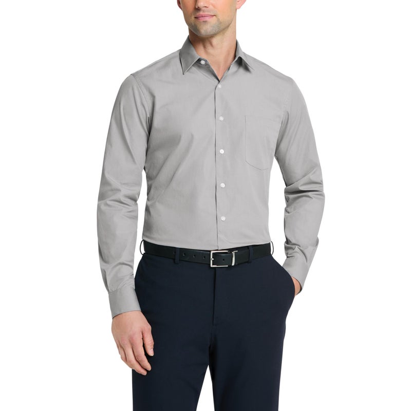 Van Heusen Long Sleeve Fitted Dress Shirt Grey Stone 16 Nk 32-33 Sl - Image 1
